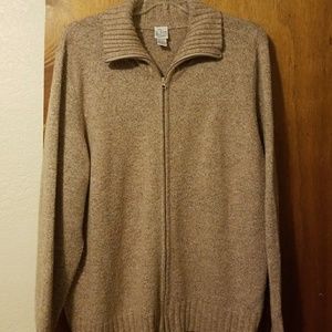Plus Size, Tan, Long Sleeve, Zip Up Sweater